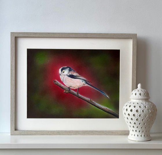 Long tail Tit Mixed Media Painting