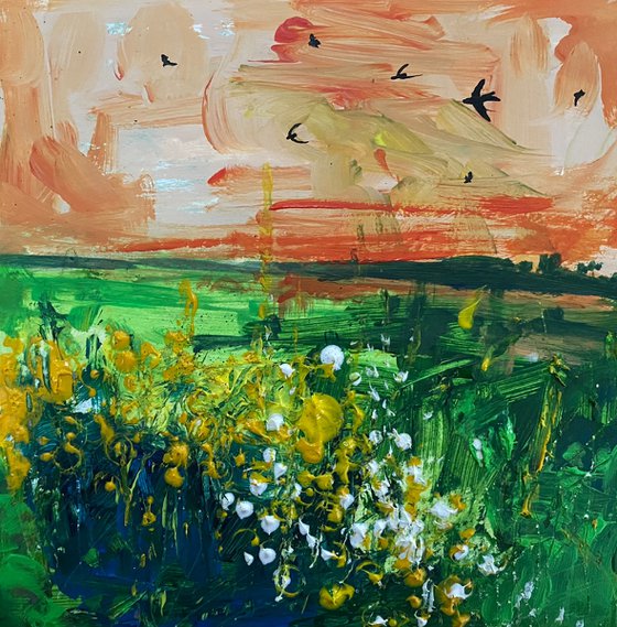 Seasons - High Summer Swallows over Fields