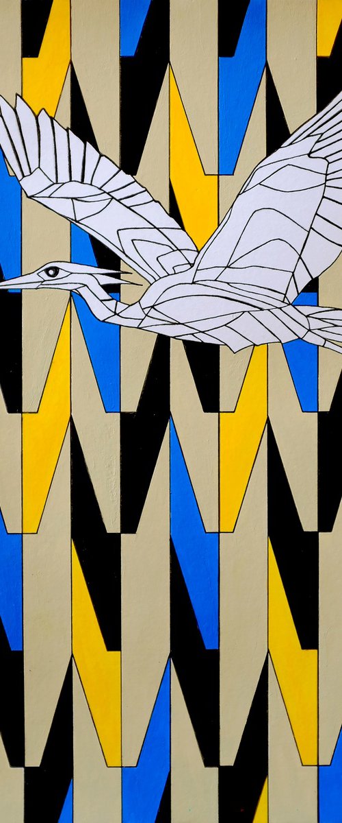 Intervals 2, Grey Heron by Lili A Phelouzat