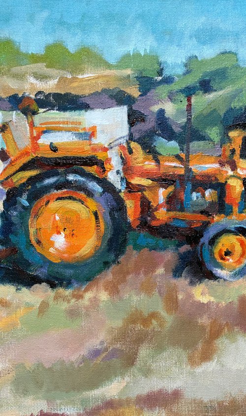 Orange tractor by Paul Gurney
