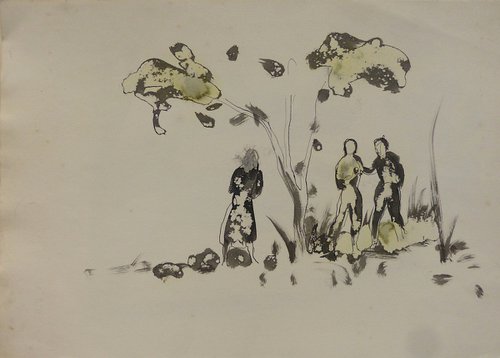 The garden sketch, 29x41 cm by Frederic Belaubre