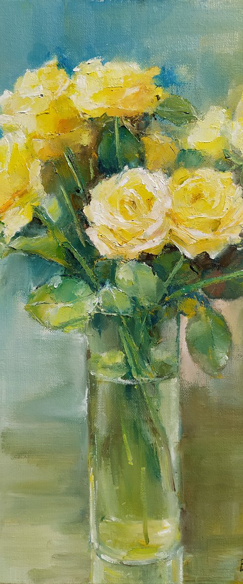 Roses in a vase by Valentina Andrukhova