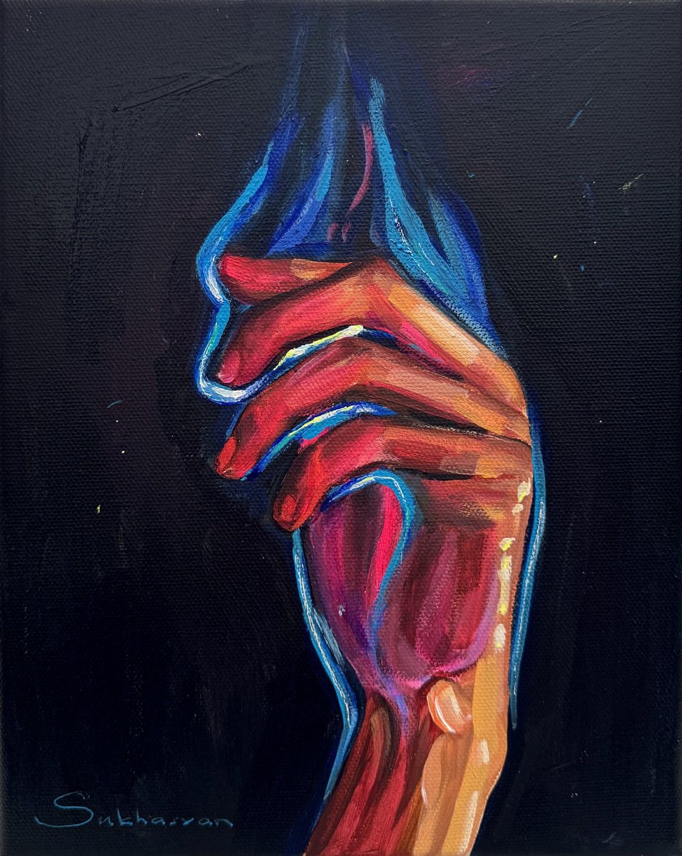 Impressionistic Portrait Acrylic Painting By Victoria Sukhasyan, 8 X 10", On Fire, Original Artwork