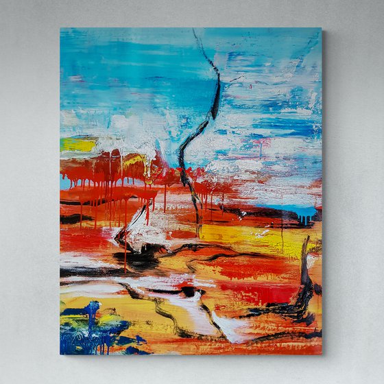 Distantes N-1, N-2 (XXXL) - ABSTRACT EXPRESSIONIST Landscape Diptych (H)120x(W)192 cm.