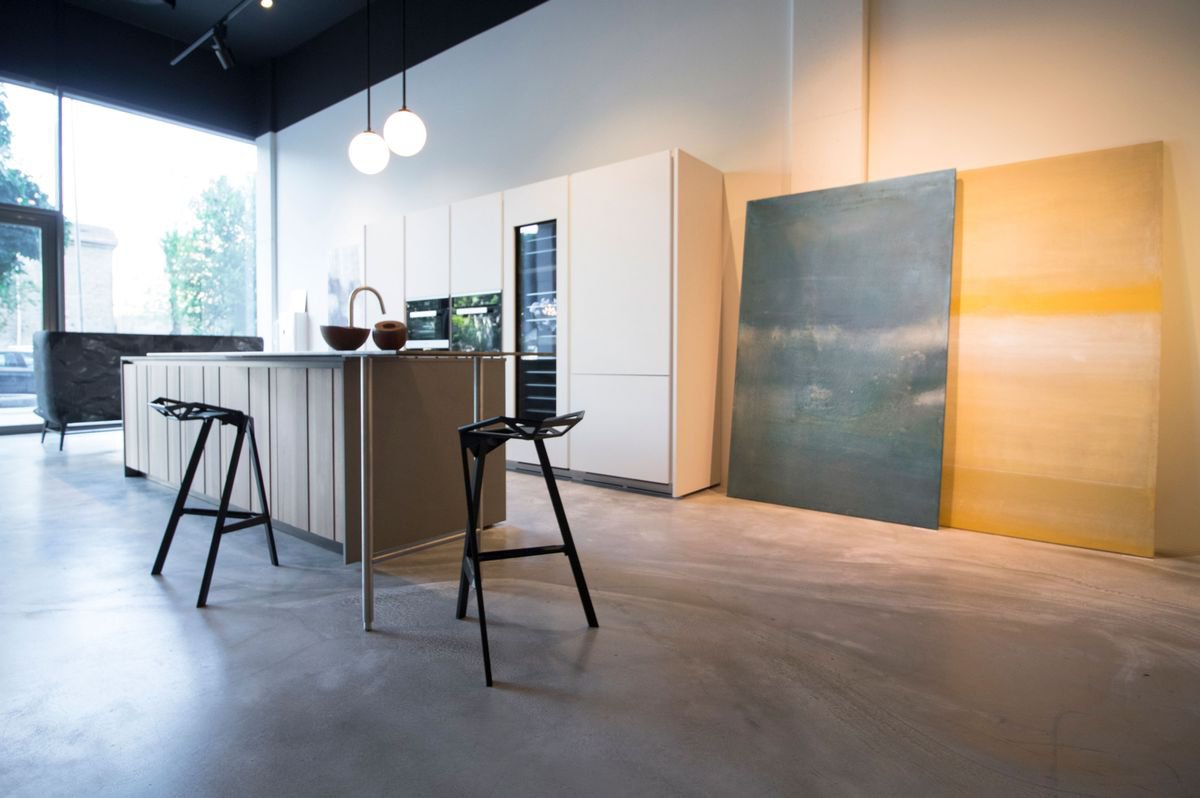 Abstract Acrylic Painting By Rokas Berziunas, 47 X 79", No. 231 (120 X 200 Cm) Yellow, Original Artwork