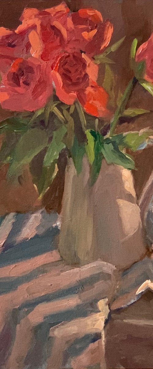 Roses in Sunlight - Floral Painting Home decor by Nithya Swaminathan