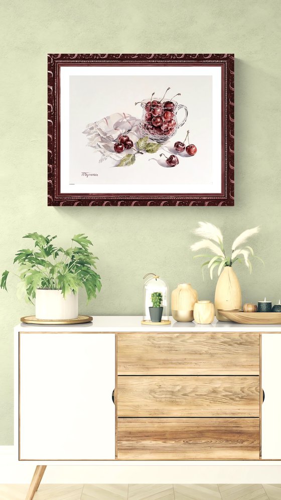 Ruby summer. Cherry still life