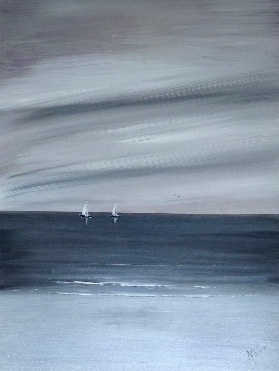 Impressionistic Landscape Acrylic Painting By Mel Davies Original Art, 18 X 24", Drifting, Original Artwork