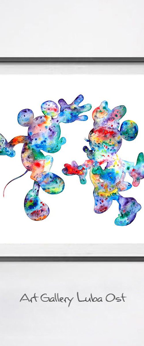 Mickey and Minnie Mouse Dancing by Luba Ostroushko