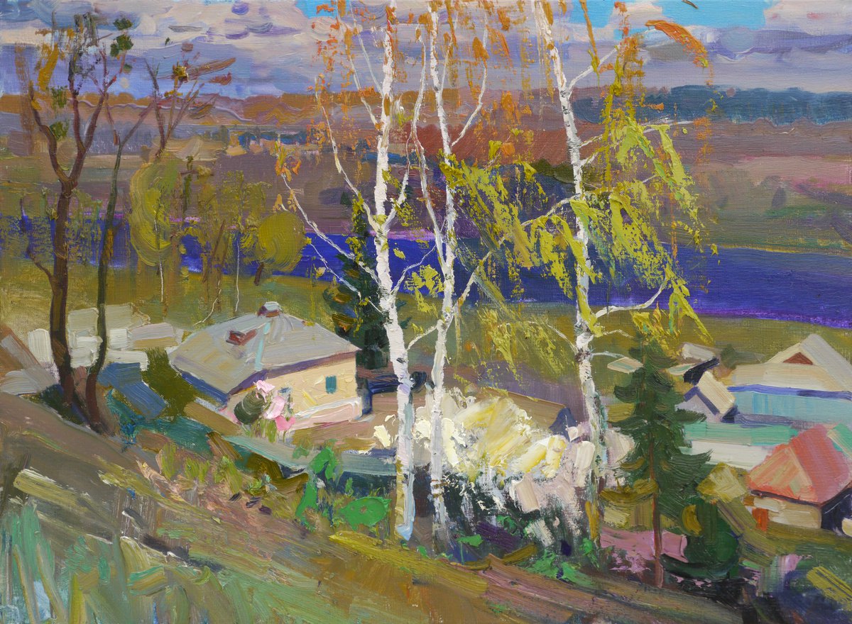 Birch trees in April by Victor Onyshchenko