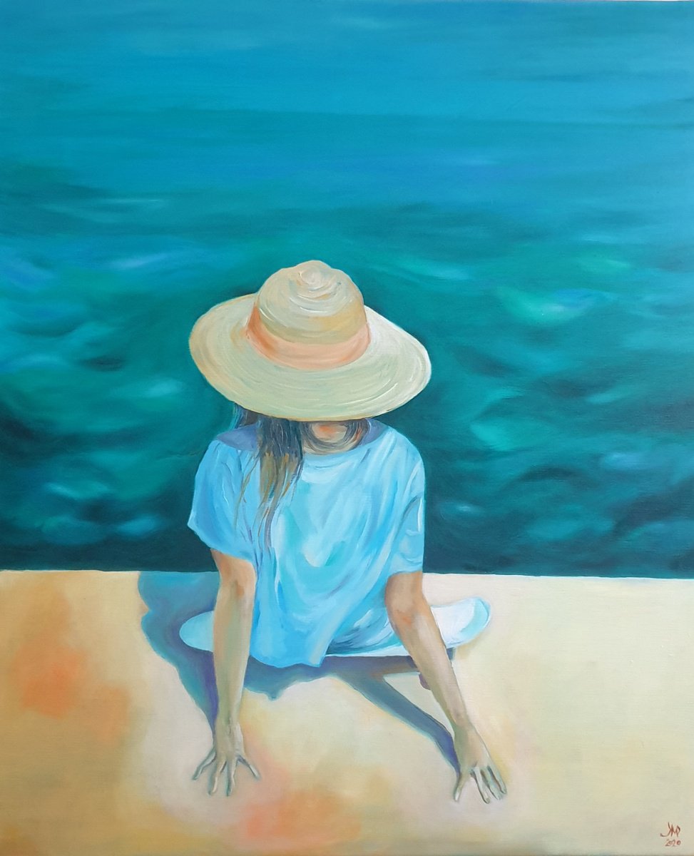 Expressive Portrait Oil Painting By Ksenia June, 20 X 24", A Young Lady On A Skateboard, Original Artwork