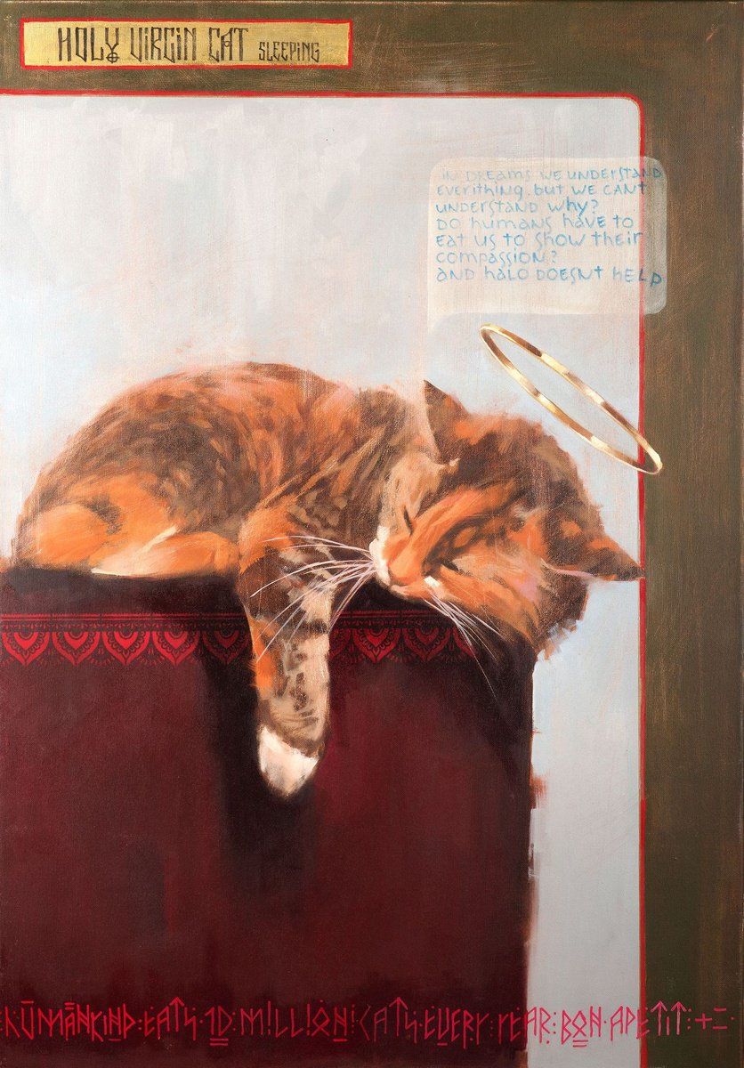 Impressionistic Animal Oil Painting By Igor Shulman, 27 X 39, Project New Saints #3., Original Artwork