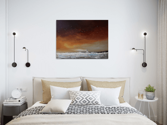 "Beacon of Hope" - Cornish Seascape, Art, Skyscape