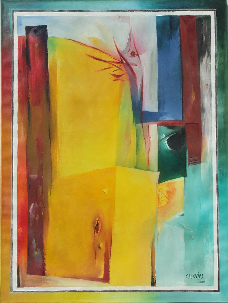 Expressive Abstract Oil Painting By Csaba Csendes, 24 X 31, The Sparrow Is Also A Bird..., Original Artwork