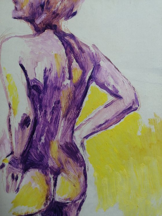 Nude-study female oil on paper