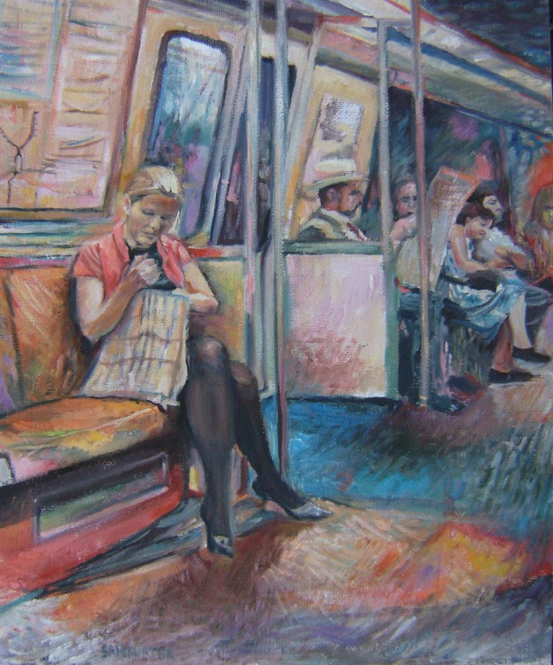 Girl On A Train Journey With A Bag Artfinder