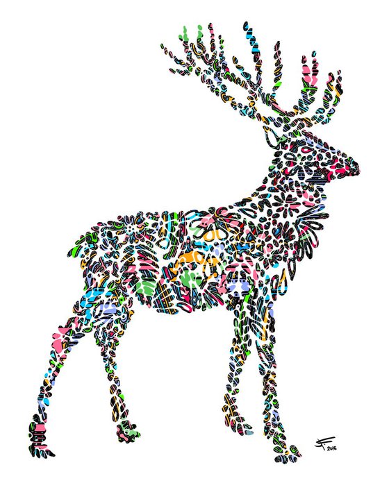 Reindeer, Framed Artwork, 16 x20 inches,