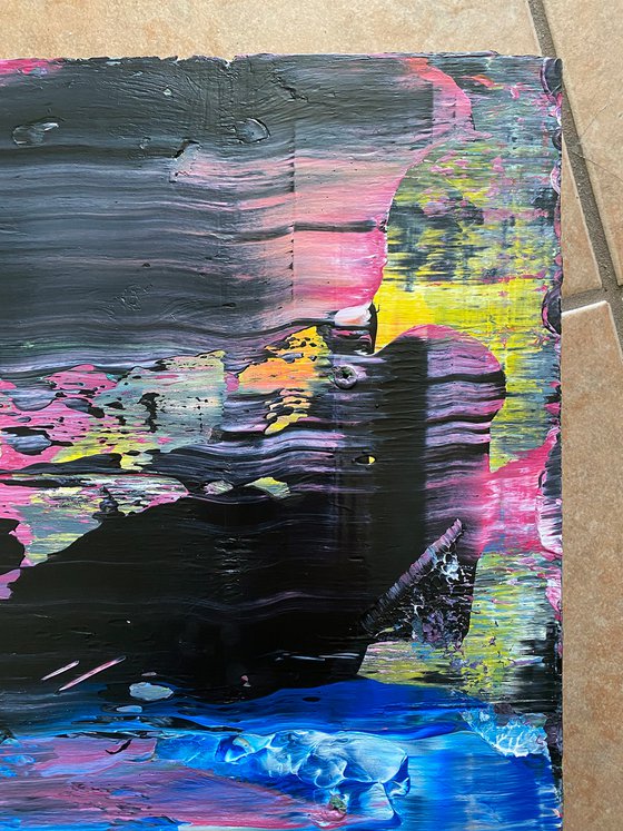 "Quagmire" - FREE USA SHIPPING - Original PMS Abstract Acrylic Painting On Reclaimed, Upcycled Wood - 48" x 20"