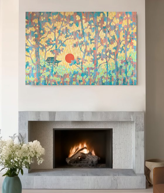 Warm Sunset in the Oriental Forest