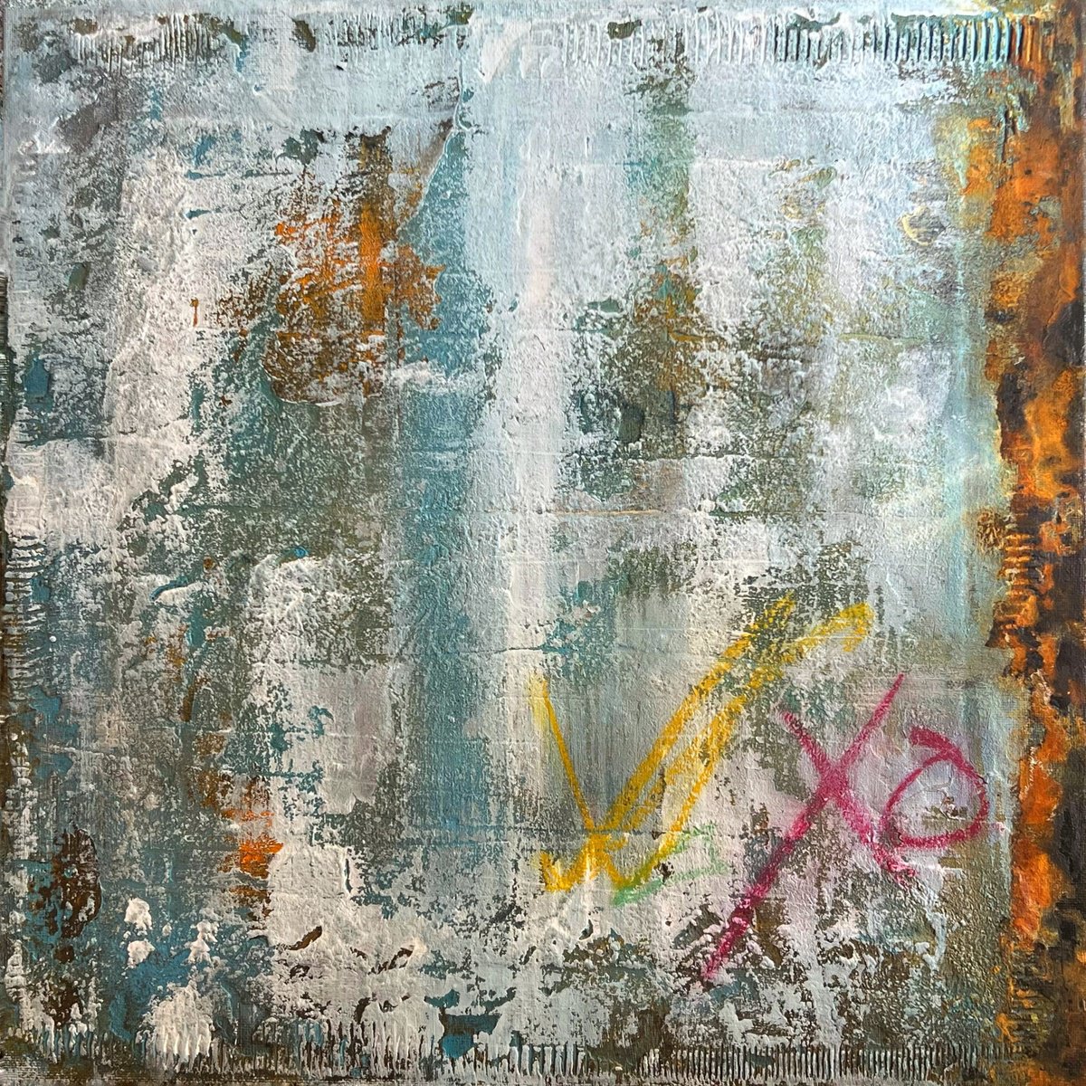 Abstract Painting By Sergio Aranda, 16 X 16", Atlantis, Original Artwork