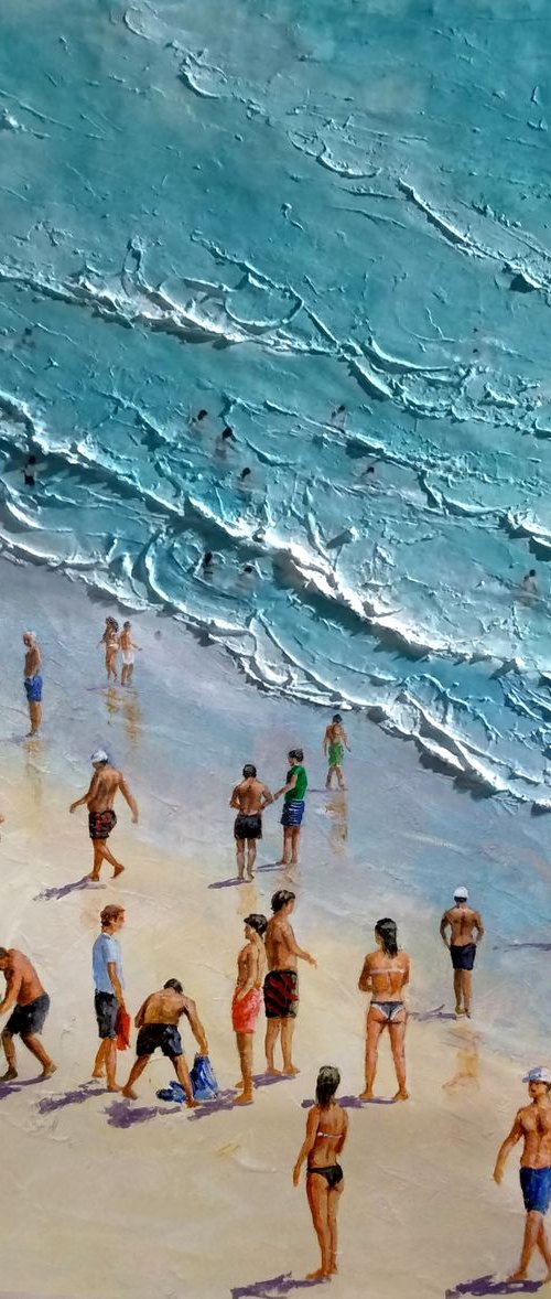 Summertime beach 28x28 in by Vishalandra Dakur