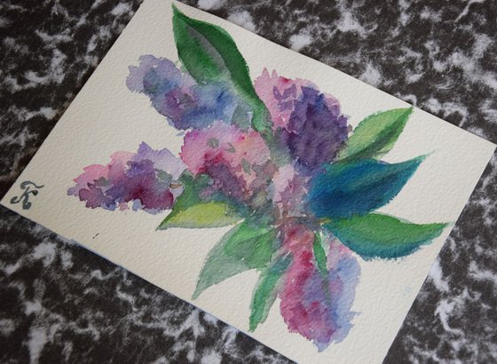 Flowers lilac Watercolor painting