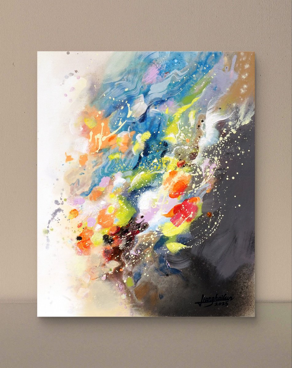 Abstract Acrylic Painting By Liang Hailun, 20 X 24", N°256, Original Artwork