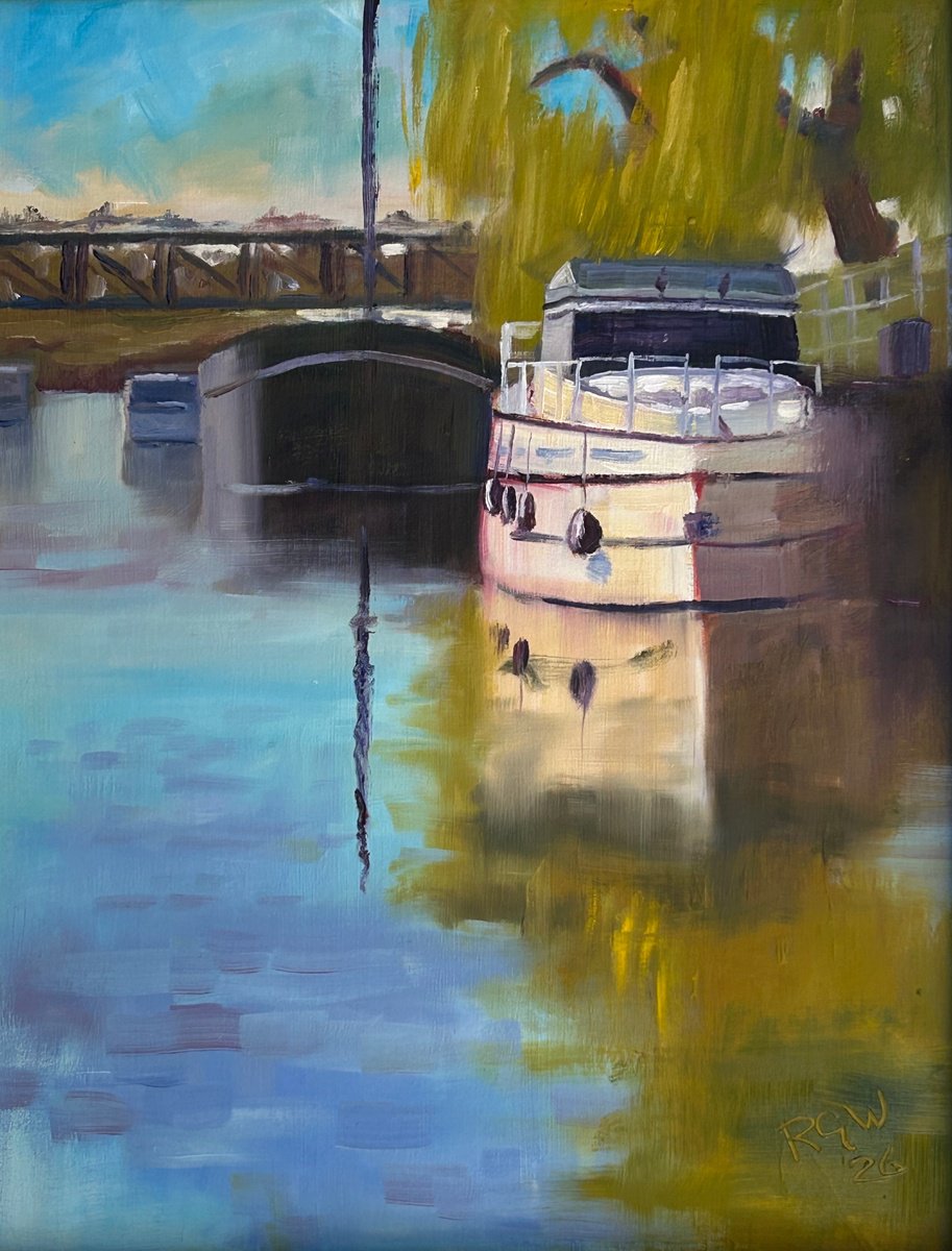 Ely Riverside By Robert Wells, 17 X 21, Artwork For Sale On Artfinder