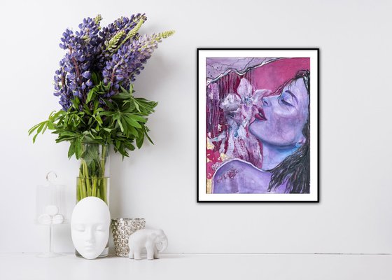 Bliss Of Love Original Painting For Home Design Oil Woman Portrait