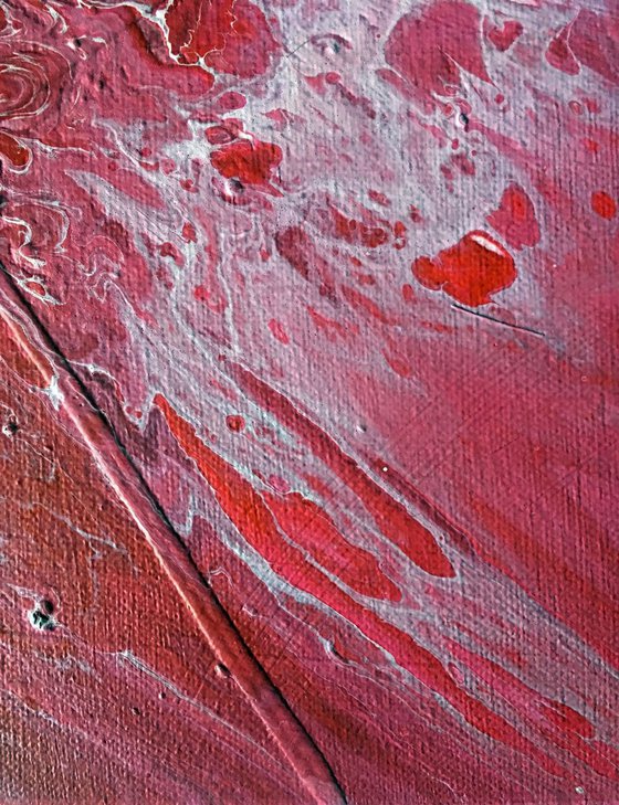 "Crimson Tide" - Original Abstract PMS Fluid Acrylic Painting - 24 x 12 inches