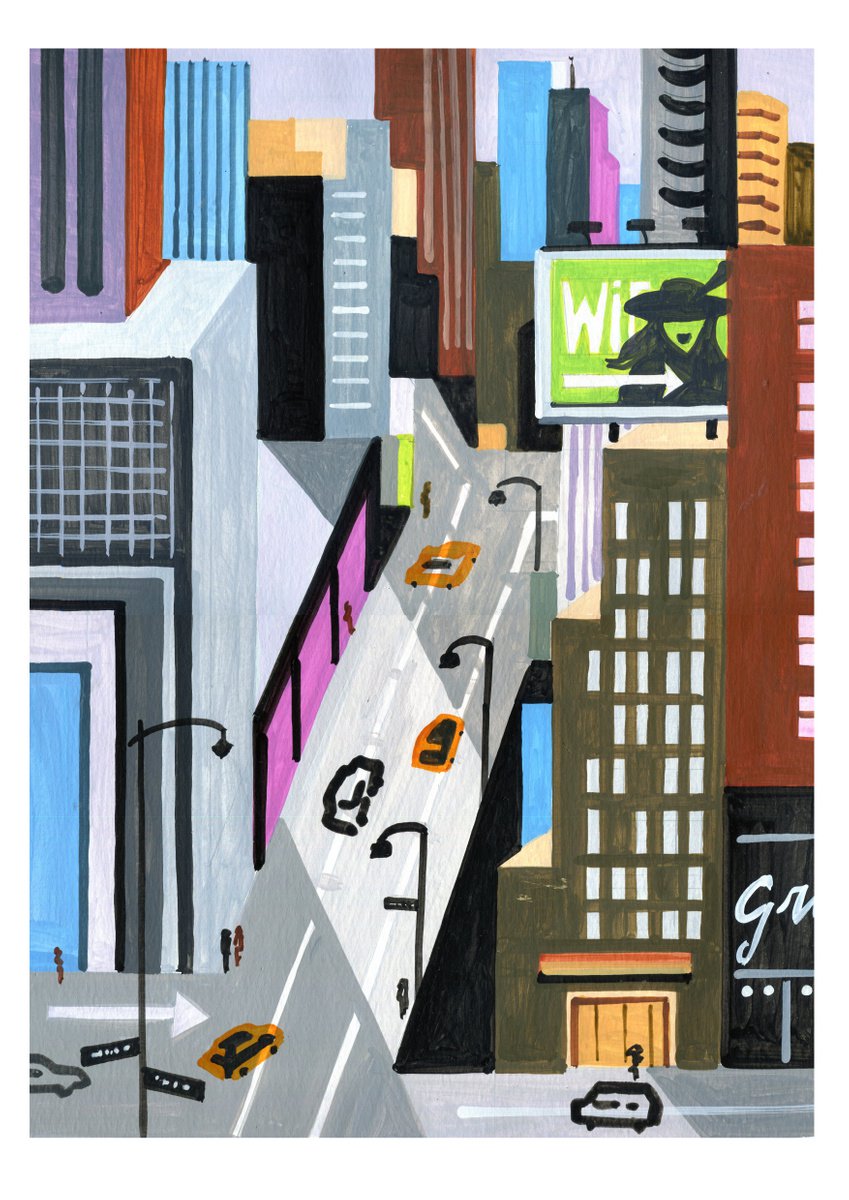 Urban And Pop Acrylic Painting , Newyork_Streetviews-Serie3-18 By Andre Baldet, 14 X 20, Artwork For Sale On Artfinder