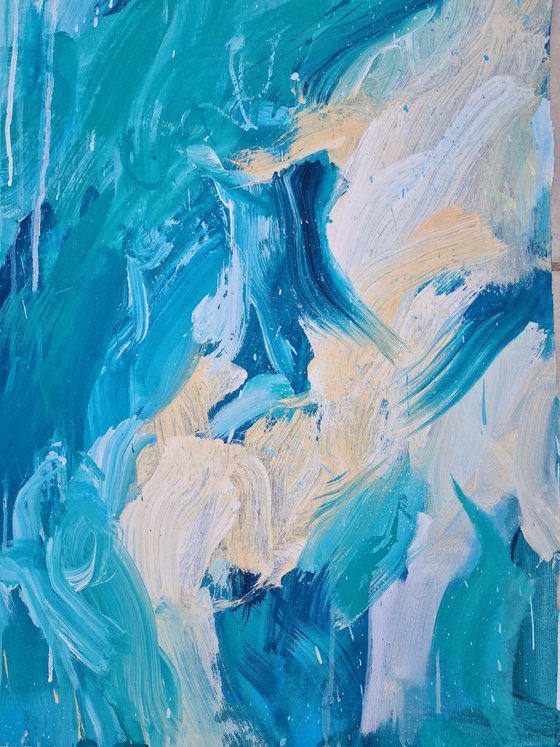 California Vibe. Abstract turquoise painting.