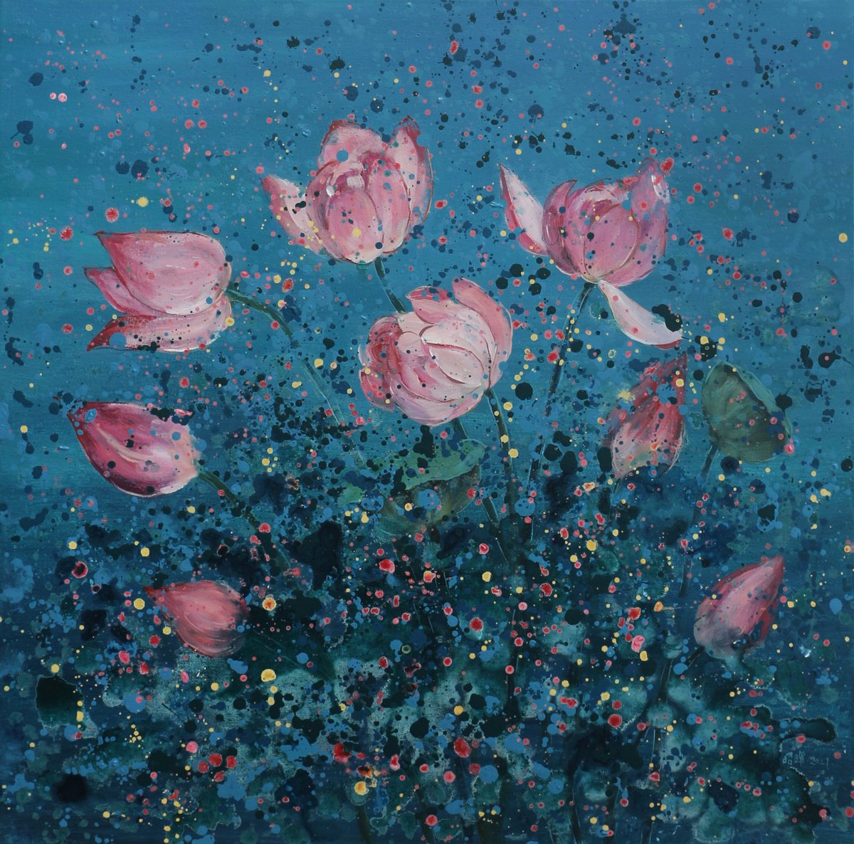  Lotus By Zhao Hui Yang, 28 X 28, Artwork For Sale On Artfinder