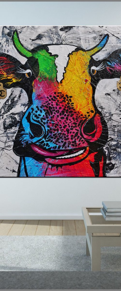 Steerling C.C. Fabulous 120cm x 120cm Colourful Abstract Realism Art by Franko