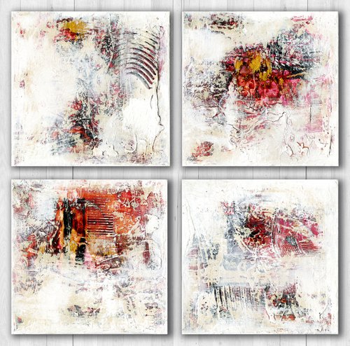 Mystic Embrace - 4 Textural Abstract Paintings by Kathy Morton Stanion by Kathy Morton Stanion