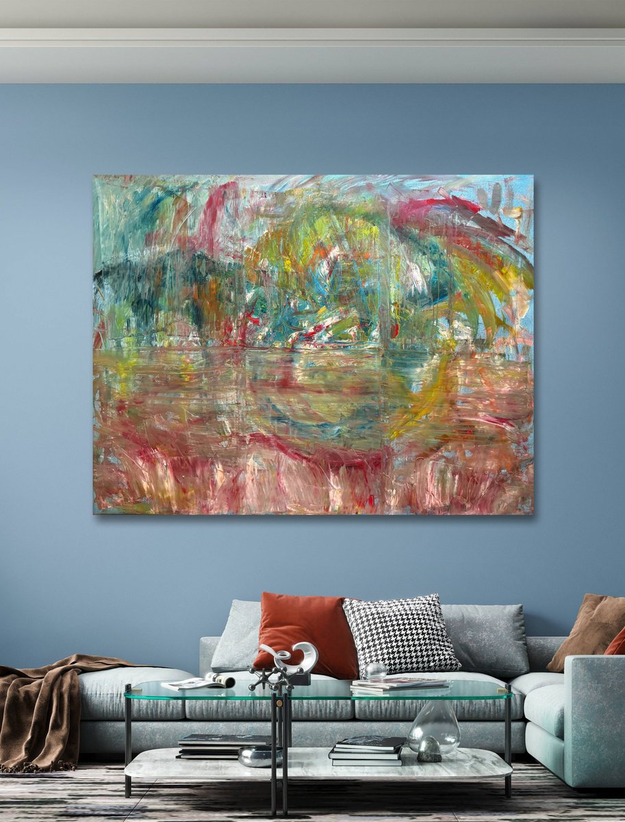 Abstract Oil Painting By Ryan Louder, 60 X 48", Paradise, Original Artwork