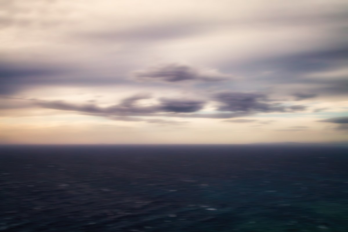 Impressionistic Landscape Photograph By Karim Carella, 31 X 22", Tyrrhenian Sea In Tuscany Before The Sunset, Original Artwork