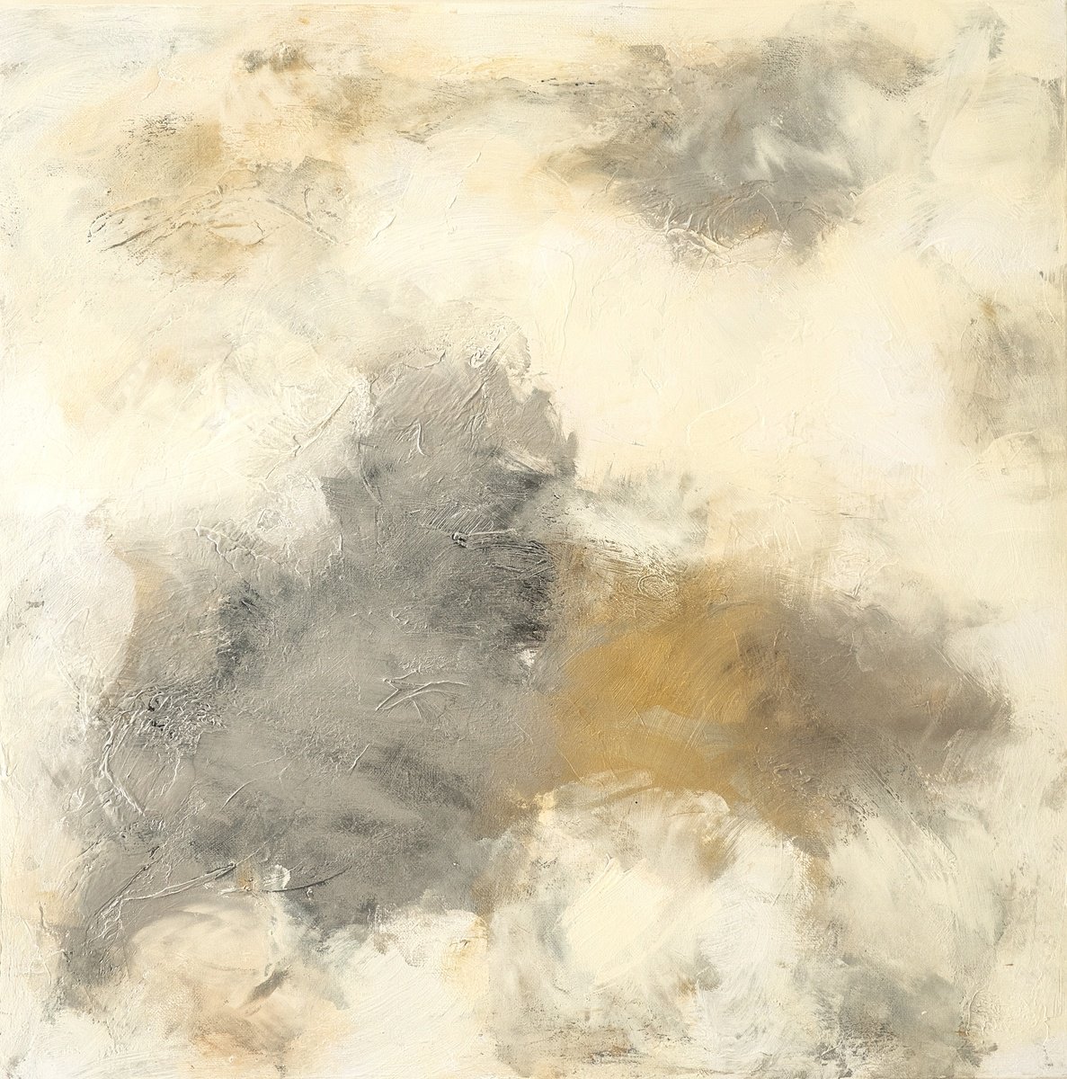 Abstract Acrylic Painting By Davina Nicholas, 24 X 24, Soft Grey, Original Artwork