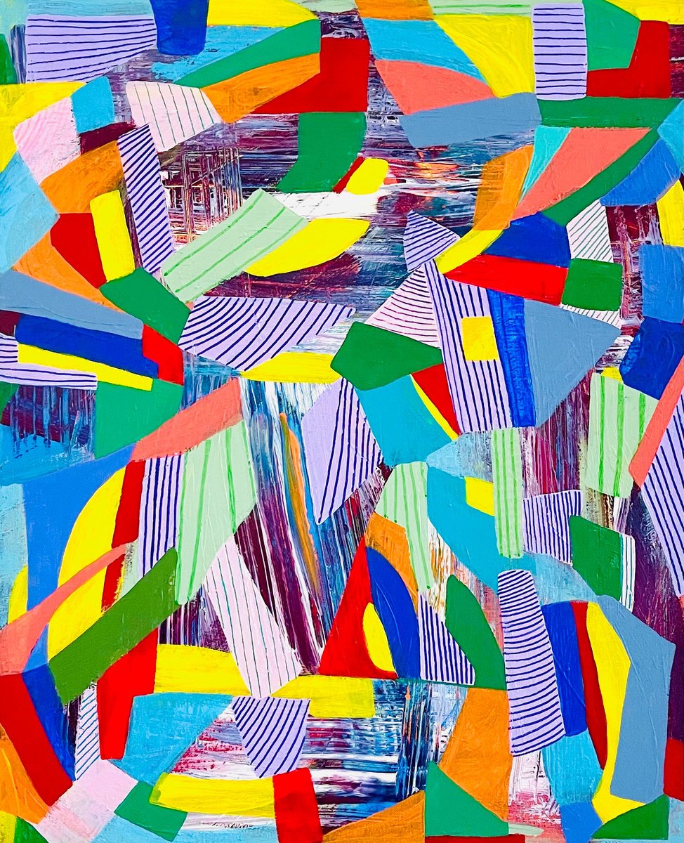 Abstract Acrylic Painting By Nan Zhao, 20 X 24", Abstract Fish 1, Original Artwork