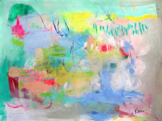 Vacation Vibes 24x18" Abstract Expressionist Work on Paper