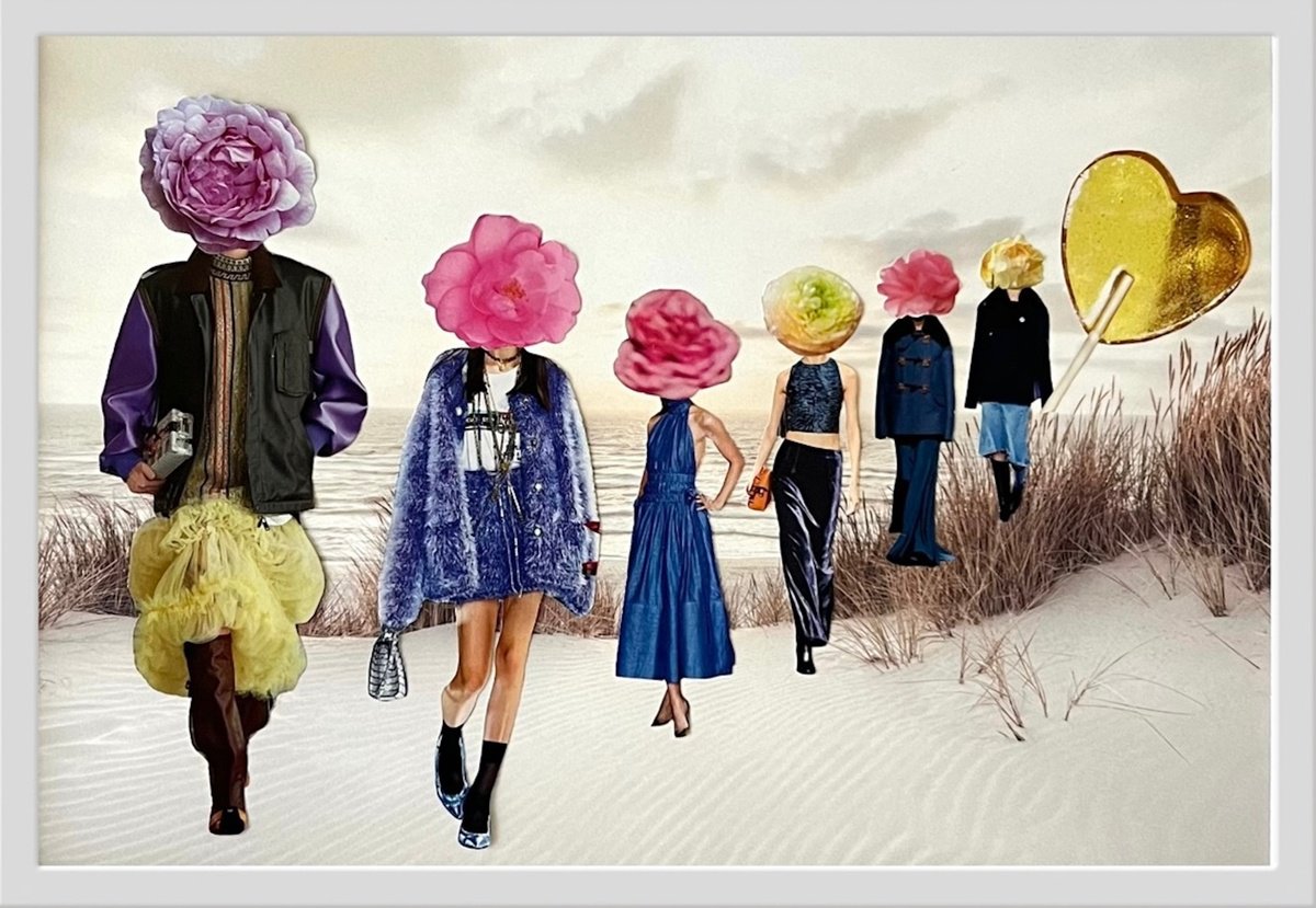 Portrait Collage By Angelika Millmaker, 12 X 8, Indigo Dunes, Original Artwork