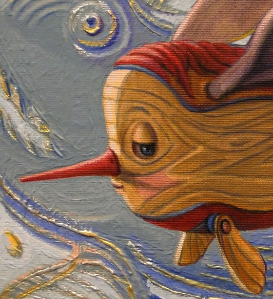 PINOCCHIO FISH AND THE WHALE -(framed)