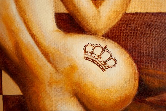 "Queen" nude girl, chess