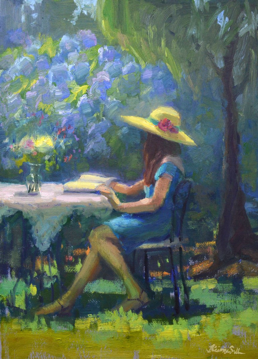 Impressionistic Portrait Oil Painting By Kristina Sellers, 12 X 16", Sun Hat, Original Artwork