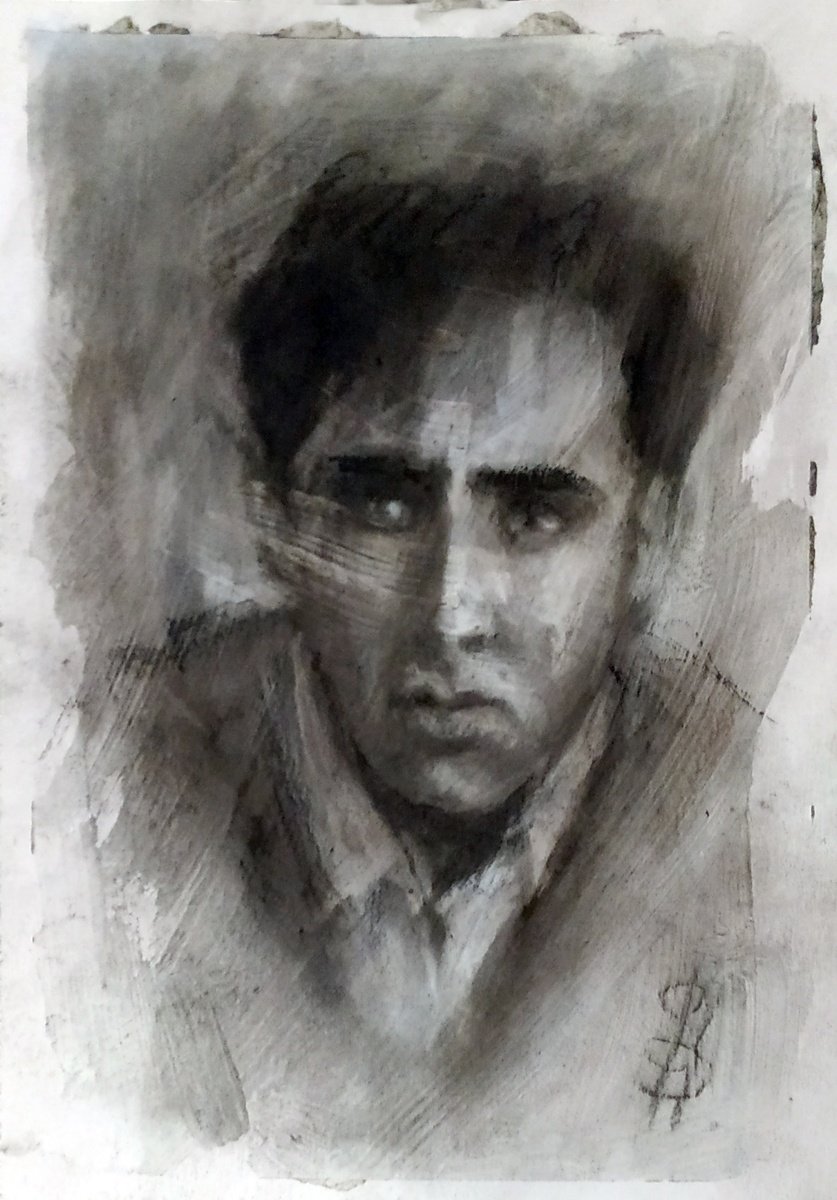 Impressionistic Portrait Charcoal Drawing By Sbboursot, 6 X 8", Nc2, Original Artwork