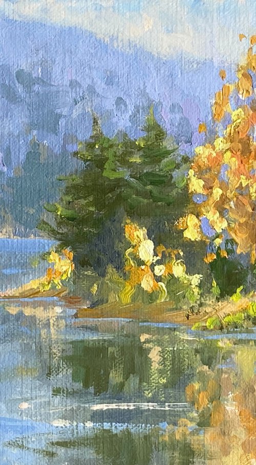 Aspens Fall Colors Lake Reflections by Tatyana Fogarty