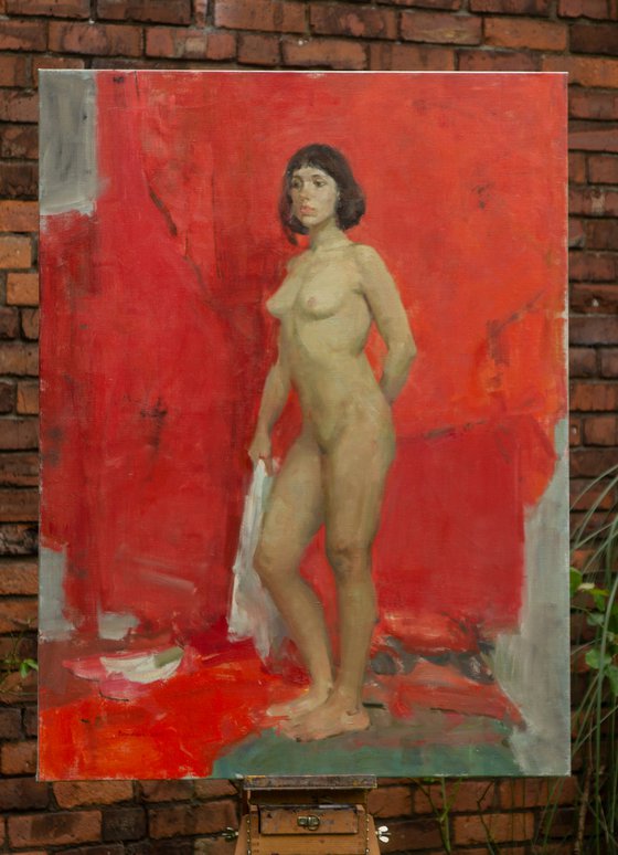 Nude on red