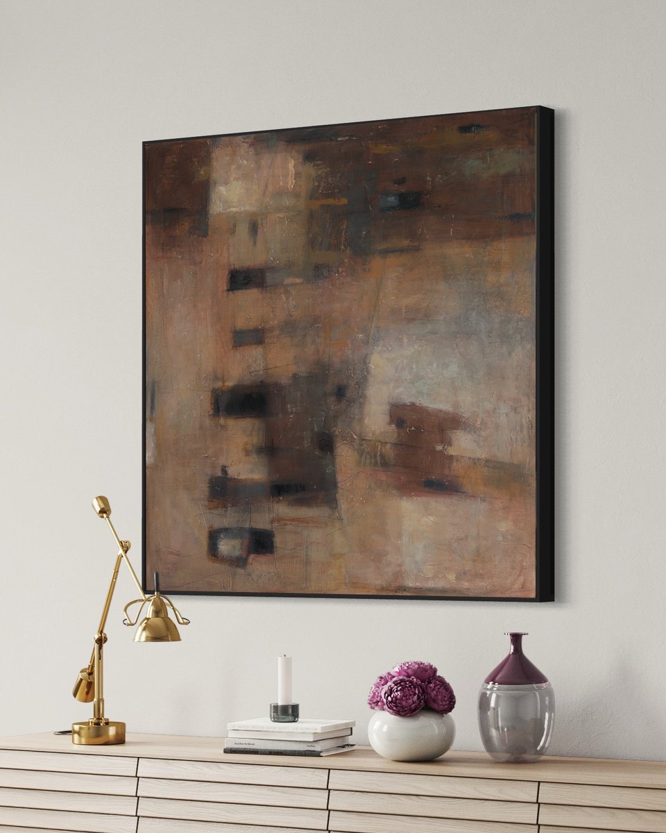 Abstract Oil Painting By Bo Kravchenko, 48 X 48, Wabi-Sabi #7, Original Artwork