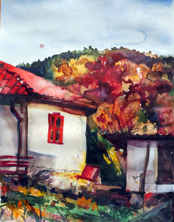 Autumn in Vitosha Mountain - Watercolor Painting by Georgi Nikov