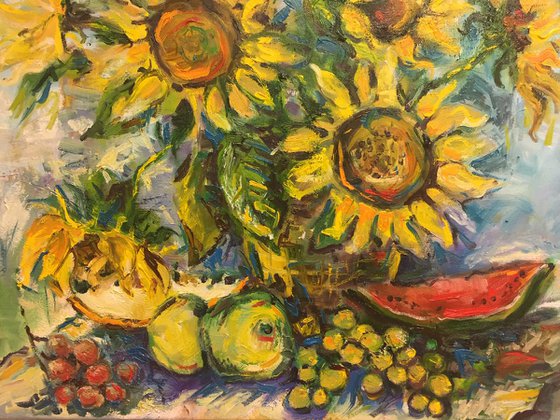 Sunflowers with fruits